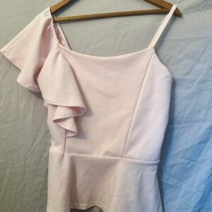 Boohoo Pink Asymmetrical Ruffled Top